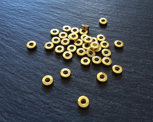 40 or 200 Gold Plated 6mm Solid Flat Round Metal Alloy Spacer Beads 6x2mm Hole: 2.5mm