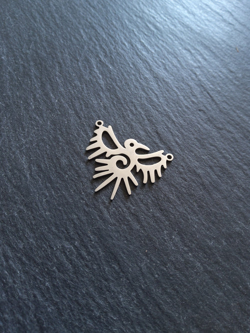 2 or 10 Stainless Steel Bird Connector Pendants 23x28x1mm