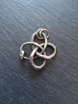 Snake Infinity Knot Pendant Antique Silver Stainless Steel 37x36.5x4.5mm