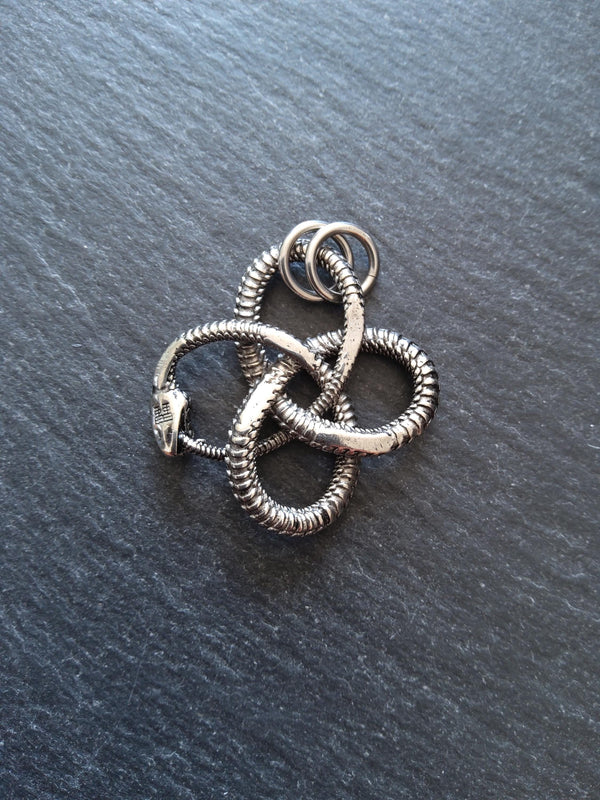 Snake Infinity Knot Pendant Antique Silver Stainless Steel 37x36.5x4.5mm