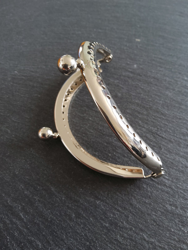 Plain Bright Silver 8.5cm Metal Arch Frame Kiss Clasp For Purse Bag (3 3/8 inch)