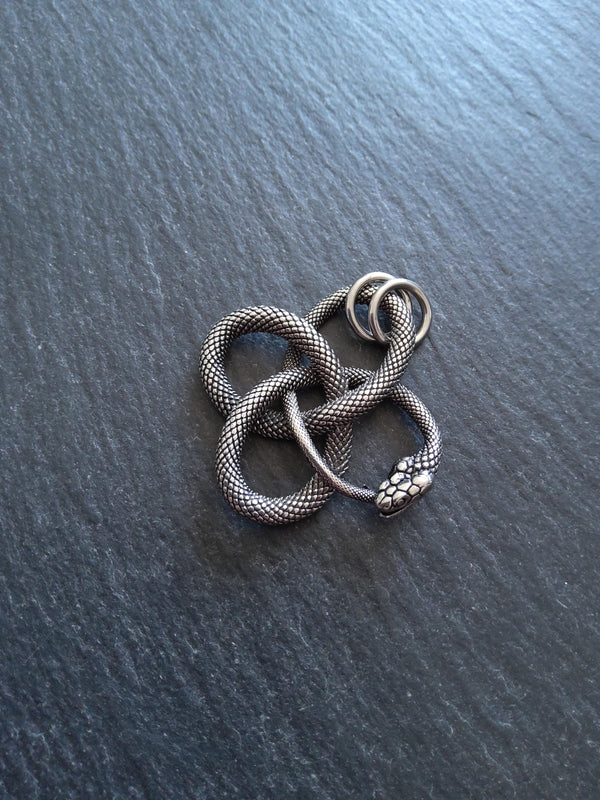 Snake Infinity Knot Pendant Antique Silver Stainless Steel 37x36.5x4.5mm