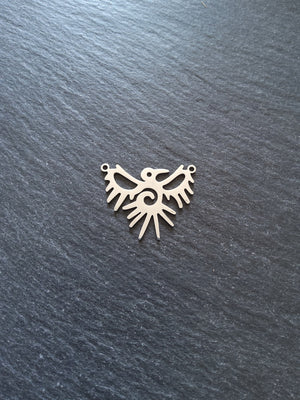 2 or 10 Stainless Steel Bird Connector Pendants 23x28x1mm