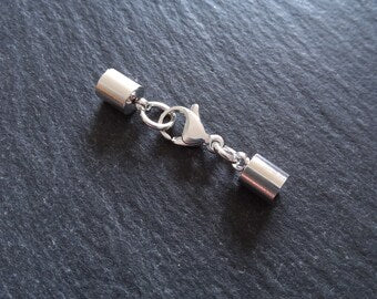 2 or 10 Bright Silver Stainless Steel End Cap Sets for 4.5mm Cord (5mm end caps)