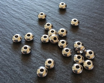 10 or 50 Stainless Steel 6mm Solid Round Flying Saucer Spacer Beads 6x3mm with 2mm Hole