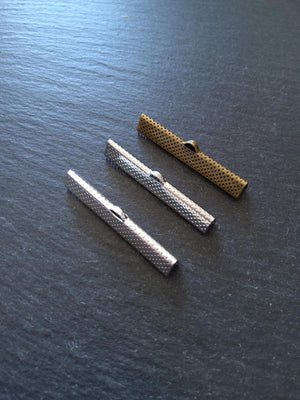 40mm (1 9/16") Wide Ribbon Crimp Ends 40x8mm Findings Crimps in Antique Silver, Bright Silver Plated or Antique Bronze