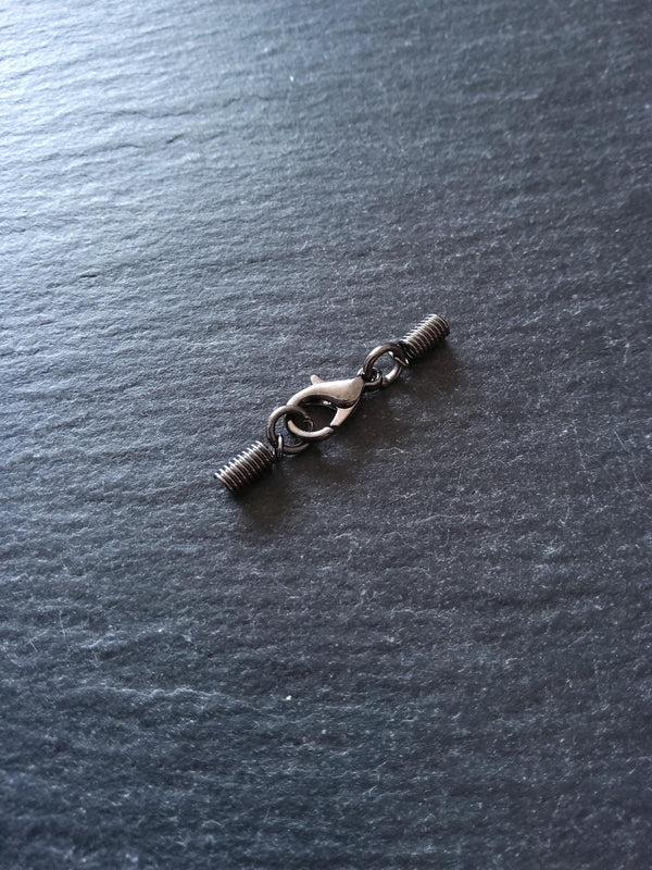 Gunmetal COIL Crimp End Sets for 1mm to 1.5mm Cord (1.8mm coil ends)