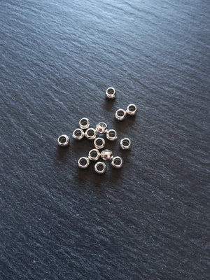 6 or 30 Sterling Silver Plated 6mm Brass Smooth Plain Barrel Spacer Beads 6x3.5mm 3mm Hole