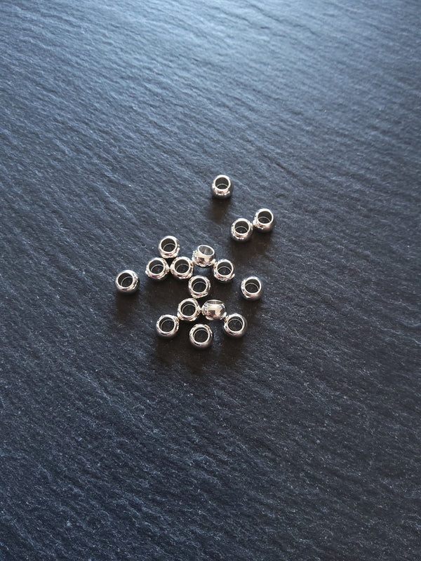 6 or 30 Sterling Silver Plated 6mm Brass Smooth Plain Barrel Spacer Beads 6x3.5mm 3mm Hole