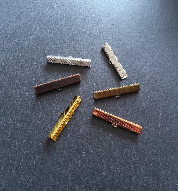 35mm (1 3/8") Wide Ribbon Crimp Ends 35x8mm Findings Crimps in Gold, Silver, Antique Silver, Rose Gold, Antique Bronze or Antique Copper