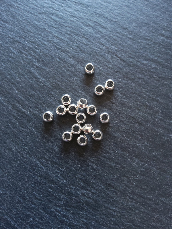 6 or 30 Sterling Silver Plated 6mm Brass Smooth Plain Barrel Spacer Beads 6x3.5mm 3mm Hole