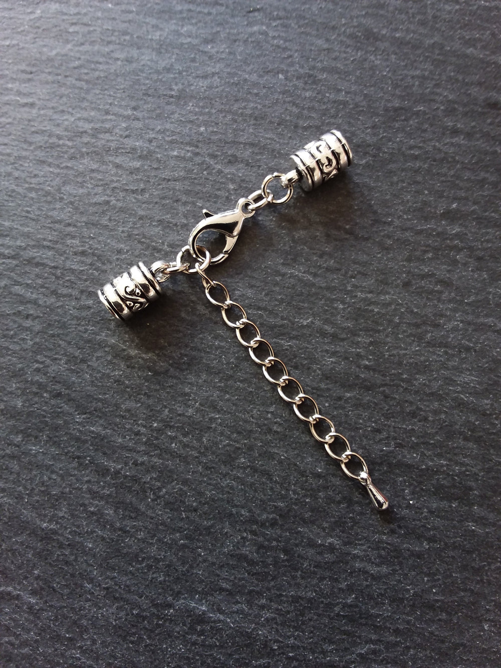 Antique Silver Patterned End Cap Sets for 4mm Cord (4.5mm Caps)