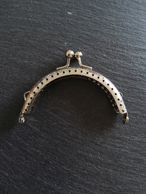 Patterned Bright Silver 8.5cm Metal Arch Frame Kiss Clasp For Purse Bag (3 3/8 inch)