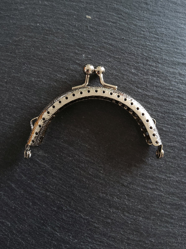 Patterned Bright Silver 8.5cm Metal Arch Frame Kiss Clasp For Purse Bag (3 3/8 inch)