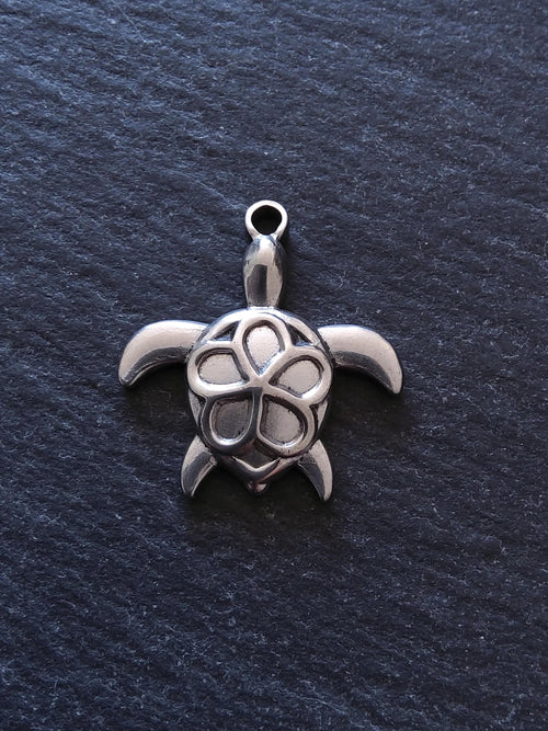 1 or 5 Stainless Steel Turtle Pendants Antique Silver Colour 26x24mm