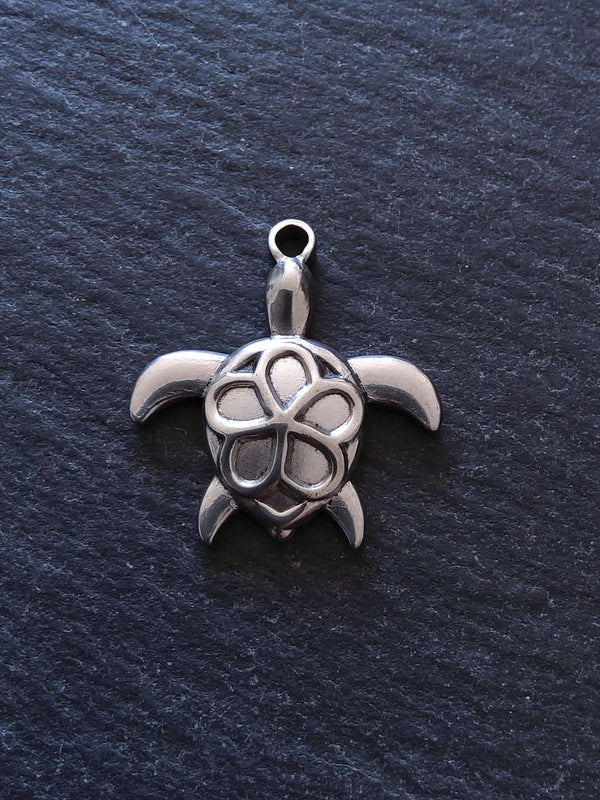 1 or 5 Stainless Steel Turtle Pendants Antique Silver Colour 26x24mm