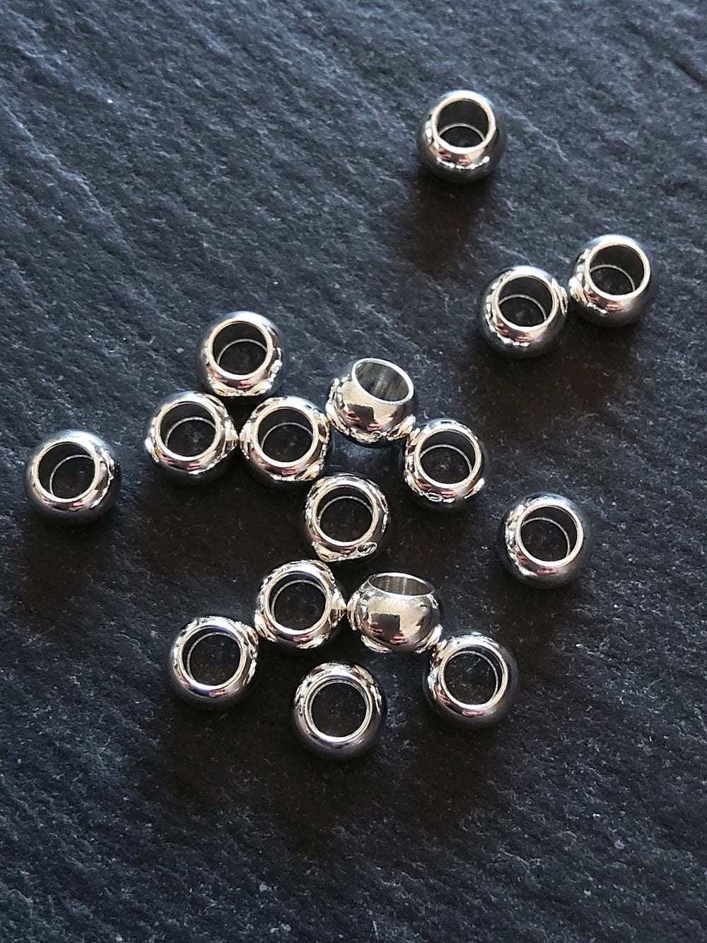 6 or 30 Sterling Silver Plated 6mm Brass Smooth Plain Barrel Spacer Beads 6x3.5mm 3mm Hole