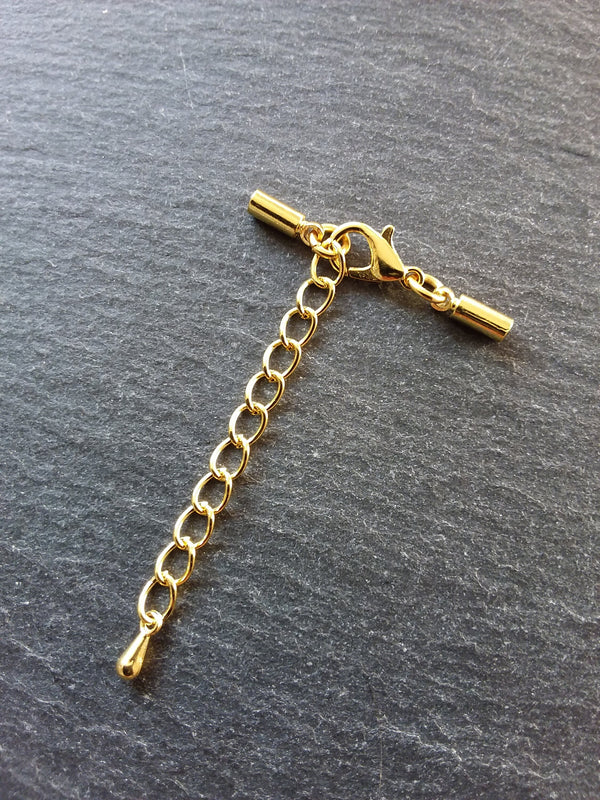 Gold Plated End Cap Sets for 2mm Round Cord (2.5mm caps)