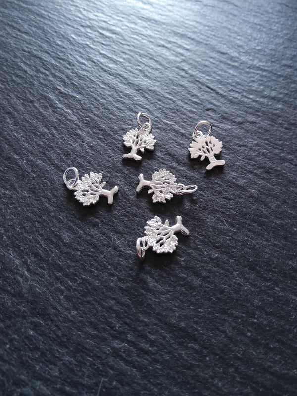 Tree Charms 925 Sterling Silver 12x9x1mm