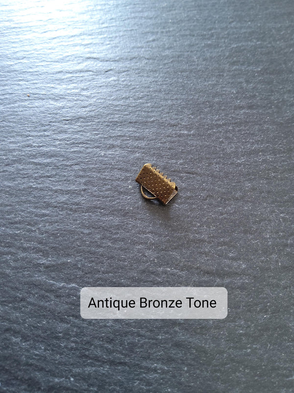 10mm (3/8") Wide Ribbon Crimp Ends 10x8mm Findings Crimps in Gold, Silver, Antique Silver, Gunmetal or Antique Bronze