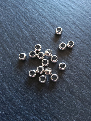 6 or 30 Sterling Silver Plated 6mm Brass Smooth Plain Barrel Spacer Beads 6x3.5mm 3mm Hole