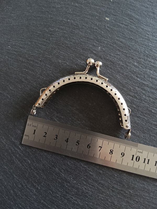 Patterned Bright Silver 8.5cm Metal Arch Frame Kiss Clasp For Purse Bag (3 3/8 inch)