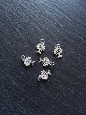 Tree Charms 925 Sterling Silver 12x9x1mm