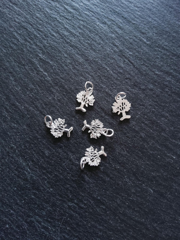Tree Charms 925 Sterling Silver 12x9x1mm