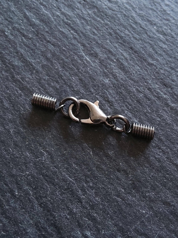 Gunmetal COIL Crimp End Sets for 1mm to 1.5mm Cord (1.8mm coil ends)
