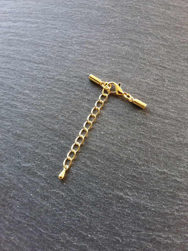 Gold Plated End Cap Sets for 2mm Round Cord (2.5mm caps)