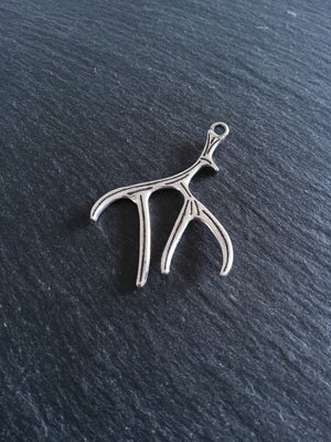 4 or 20 Large Antler Charms Antique Silver Tone 50x38x2.5mm