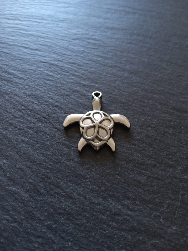 1 or 5 Stainless Steel Turtle Pendants Antique Silver Colour 26x24mm