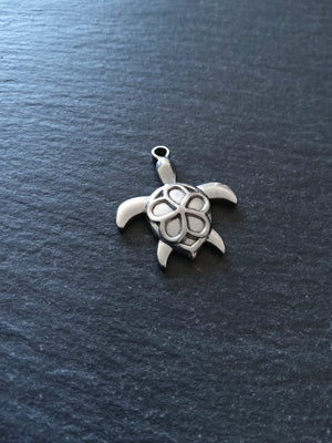 1 or 5 Stainless Steel Turtle Pendants Antique Silver Colour 26x24mm