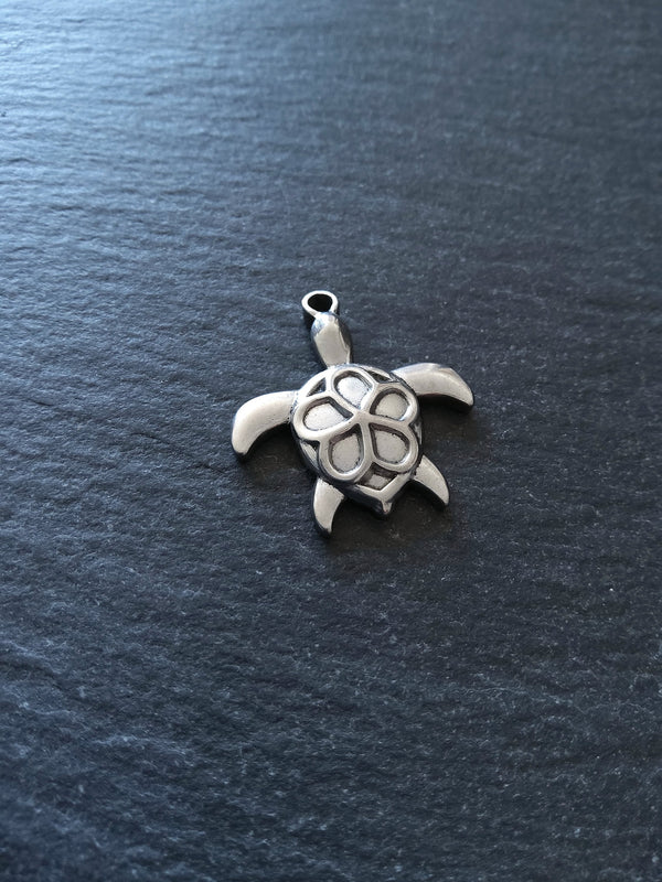 1 or 5 Stainless Steel Turtle Pendants Antique Silver Colour 26x24mm