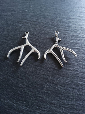 4 or 20 Large Antler Charms Antique Silver Tone 50x38x2.5mm
