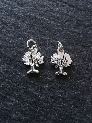 Tree Charms 925 Sterling Silver 12x9x1mm