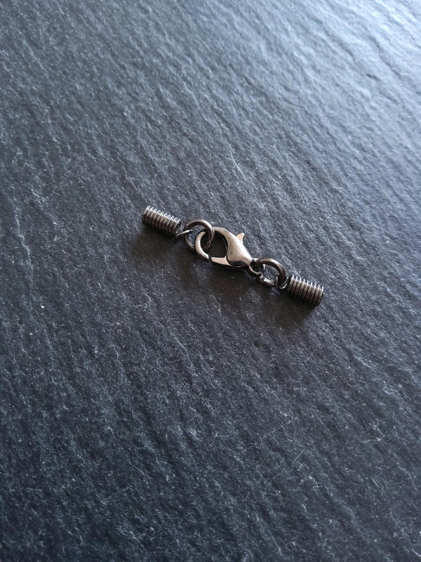 Gunmetal COIL Crimp End Sets for 1mm to 1.5mm Cord (1.8mm coil ends)