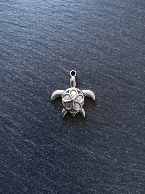 1 or 5 Stainless Steel Turtle Pendants Antique Silver Colour 26x24mm