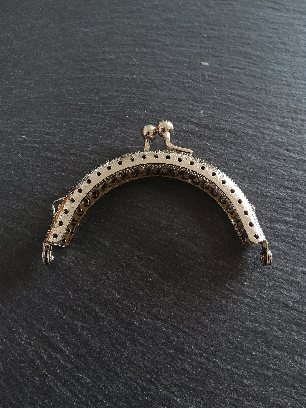 Patterned Bright Silver 8.5cm Metal Arch Frame Kiss Clasp For Purse Bag (3 3/8 inch)