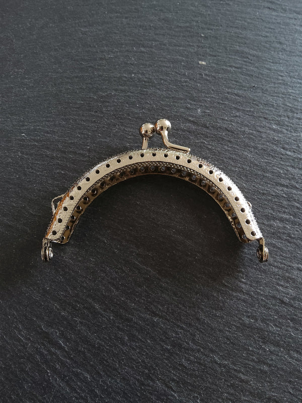 Patterned Bright Silver 8.5cm Metal Arch Frame Kiss Clasp For Purse Bag (3 3/8 inch)