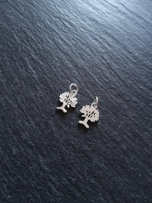 Tree Charms 925 Sterling Silver 12x9x1mm