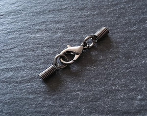 Gunmetal COIL Crimp End Sets for 1mm to 1.5mm Cord (1.8mm coil ends)