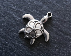 1 or 5 Stainless Steel Turtle Pendants Antique Silver Colour 26x24mm
