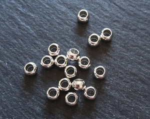 6 or 30 Sterling Silver Plated 6mm Brass Smooth Plain Barrel Spacer Beads 6x3.5mm 3mm Hole