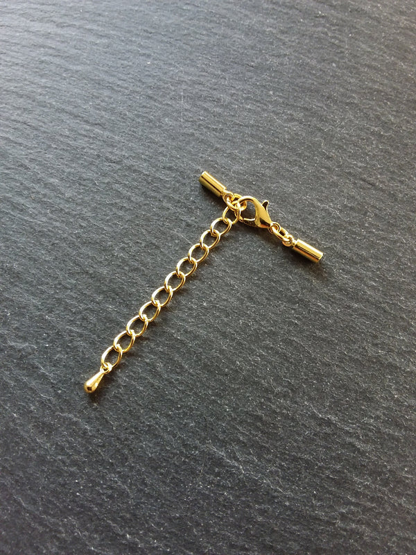 Gold Plated End Cap Sets for 2mm Round Cord (2.5mm caps)