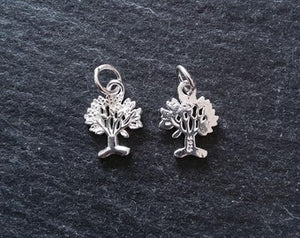 Tree Charms 925 Sterling Silver 12x9x1mm