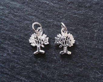 Tree Charms 925 Sterling Silver 12x9x1mm