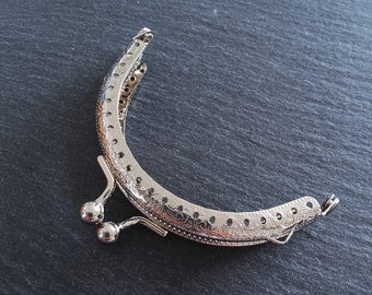 Patterned Bright Silver 8.5cm Metal Arch Frame Kiss Clasp For Purse Bag (3 3/8 inch)