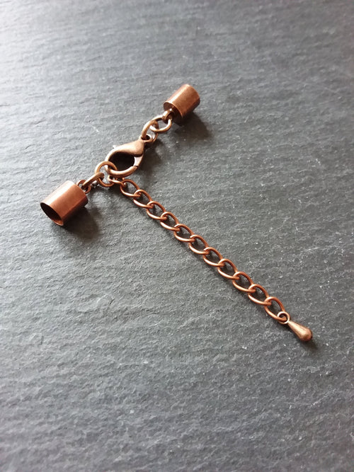 Antique Copper Tone End Cap Sets for 5mm Cord Necklaces & Bracelets (5.5mm end caps)