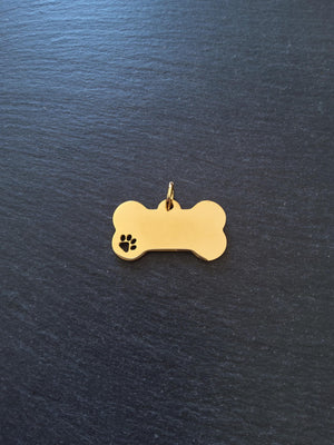 Bone Shaped Dog Tag Bright Gold Stainless Steel 40x20x1.8mmBone Shaped Dog Tag Bright Gold Stainless Steel 40x20x1.8mm
